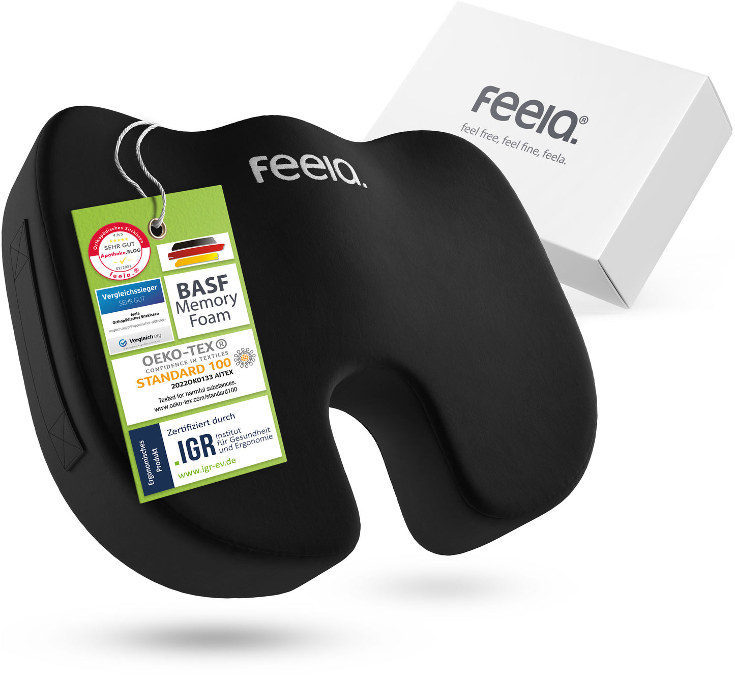 Orthopädisches Sitzkissen feela.® (Schwarz)