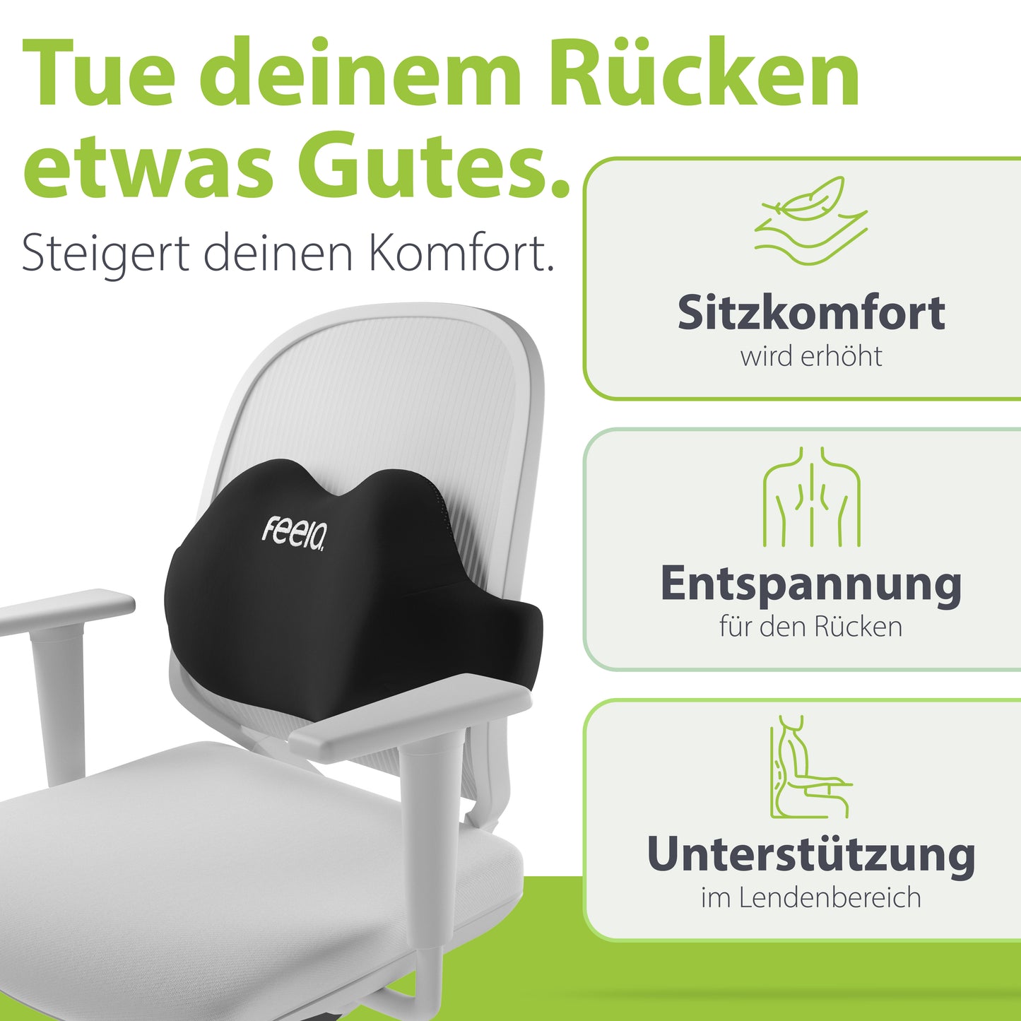 Ergonomisches Rückenkissen feela.® (Schwarz) NEU